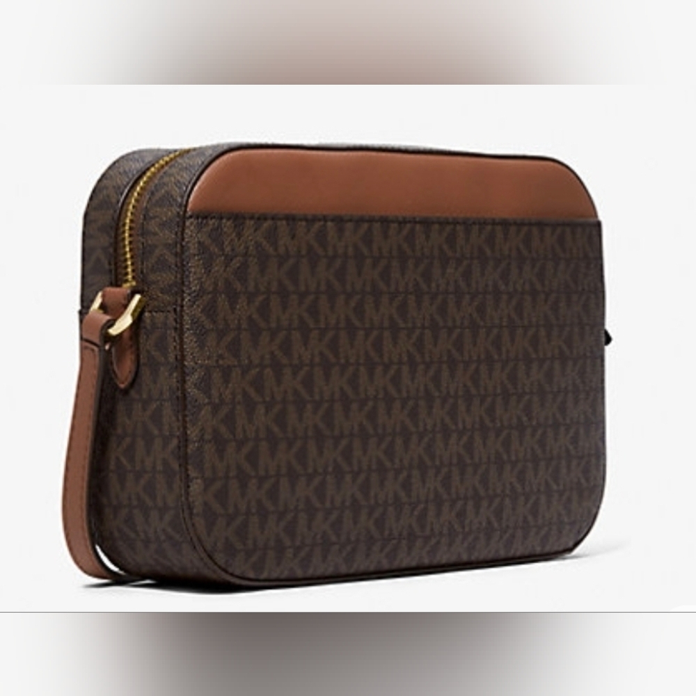NWT Michael Kors Signature Brown Crossbody Bag & Gold Chain - Picture 2 of 5
